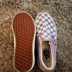 Vans women’s Lavender Checkered Slip-On Sneakers